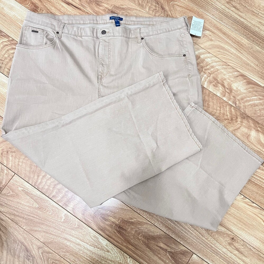 Isaac Mizrahi Live Tan Jeans Size 28W T High Rise Ankle Straight Neutral Denim